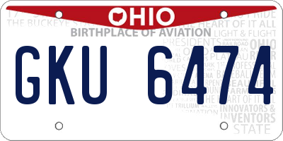 OH license plate GKU6474