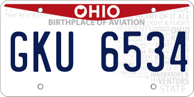 OH license plate GKU6534