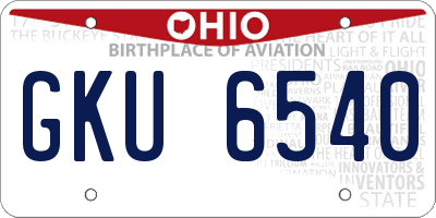 OH license plate GKU6540