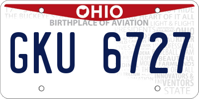 OH license plate GKU6727