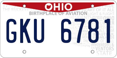 OH license plate GKU6781