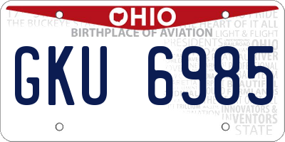 OH license plate GKU6985