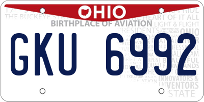 OH license plate GKU6992