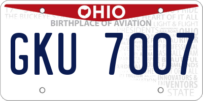 OH license plate GKU7007