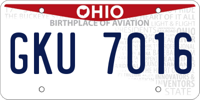 OH license plate GKU7016