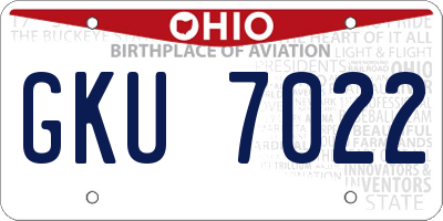 OH license plate GKU7022
