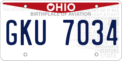 OH license plate GKU7034