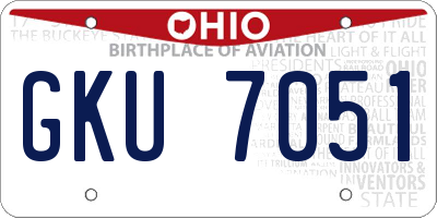 OH license plate GKU7051