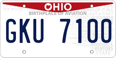 OH license plate GKU7100