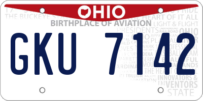 OH license plate GKU7142