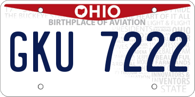 OH license plate GKU7222