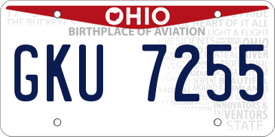 OH license plate GKU7255