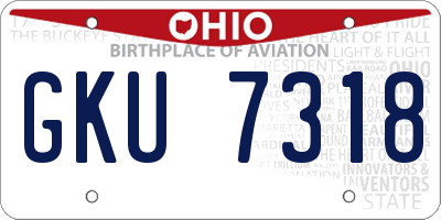 OH license plate GKU7318
