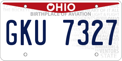OH license plate GKU7327