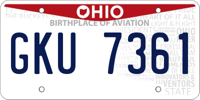 OH license plate GKU7361