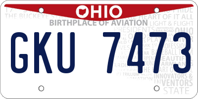 OH license plate GKU7473