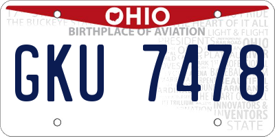 OH license plate GKU7478