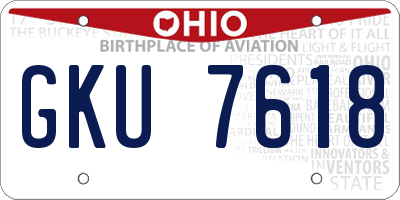 OH license plate GKU7618
