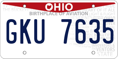 OH license plate GKU7635