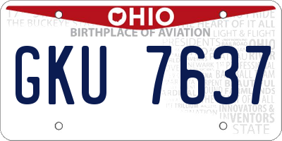 OH license plate GKU7637