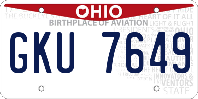 OH license plate GKU7649