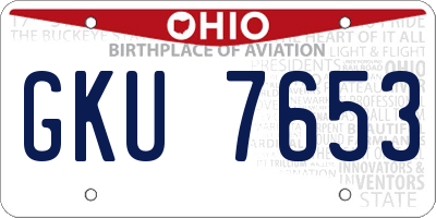 OH license plate GKU7653