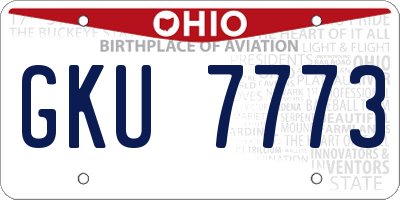 OH license plate GKU7773