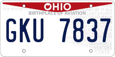 OH license plate GKU7837