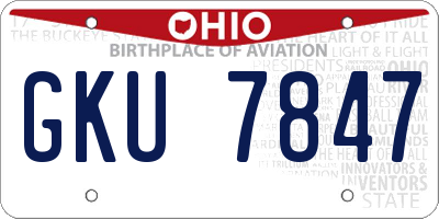 OH license plate GKU7847