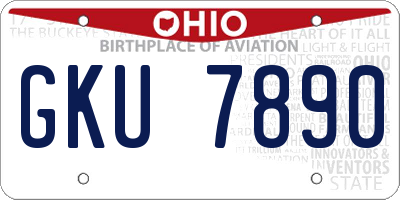 OH license plate GKU7890