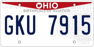 OH license plate GKU7915