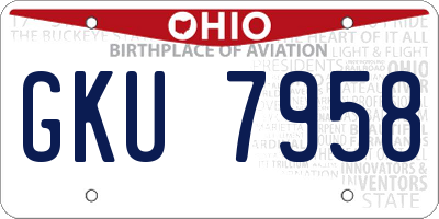 OH license plate GKU7958