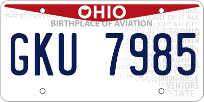 OH license plate GKU7985