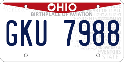 OH license plate GKU7988