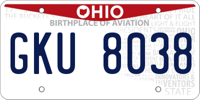 OH license plate GKU8038