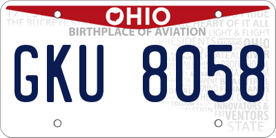 OH license plate GKU8058