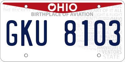 OH license plate GKU8103