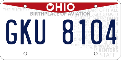 OH license plate GKU8104
