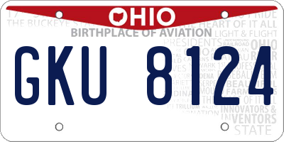 OH license plate GKU8124