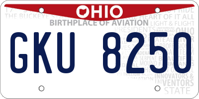 OH license plate GKU8250