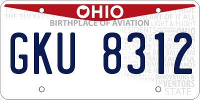 OH license plate GKU8312