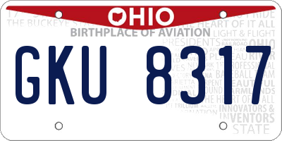 OH license plate GKU8317