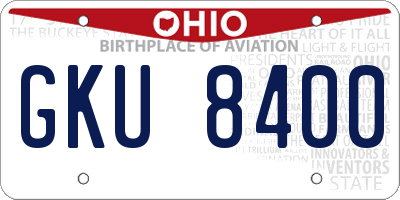 OH license plate GKU8400