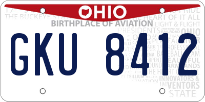 OH license plate GKU8412