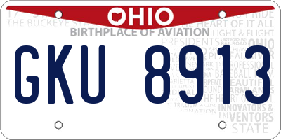 OH license plate GKU8913