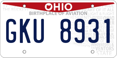 OH license plate GKU8931