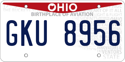 OH license plate GKU8956