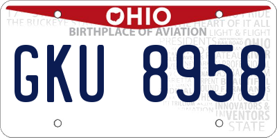 OH license plate GKU8958