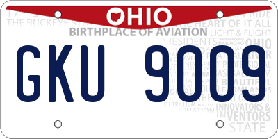 OH license plate GKU9009