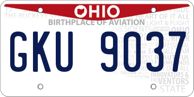 OH license plate GKU9037